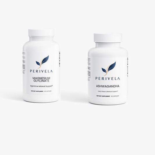 The Perivela Night Protocol — both bottles, 01 The Mineral and 02 The Adaptogen